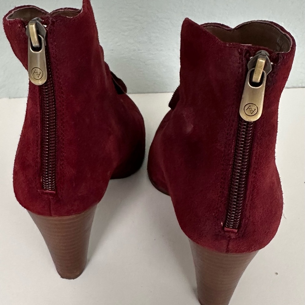 Adrienne Vittadini Rich Red Suede Ankle Boots - Picture 2 of 5